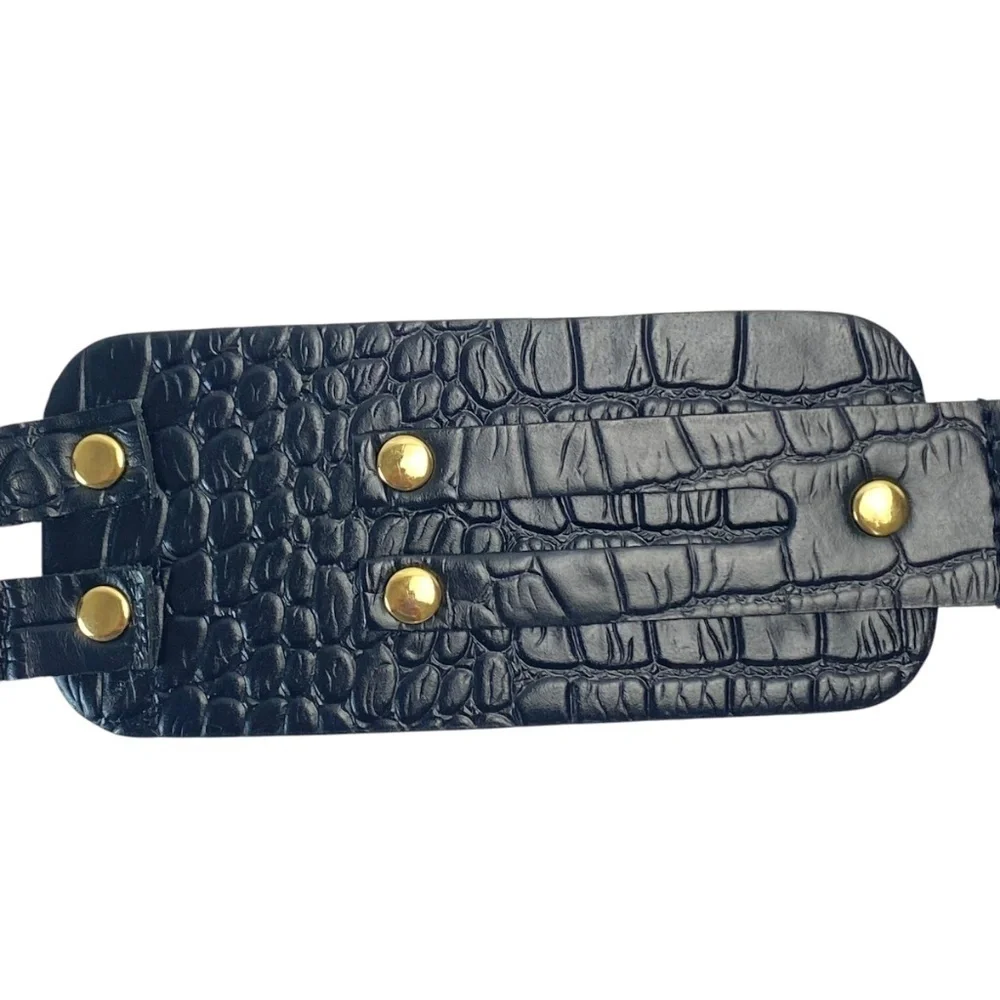 BCBGMaxAzria Wide Statement Belt in Black and Gold Size S